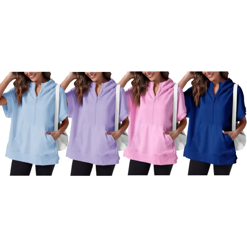 Womens Oversized Half Zip Hoodies with Pockets