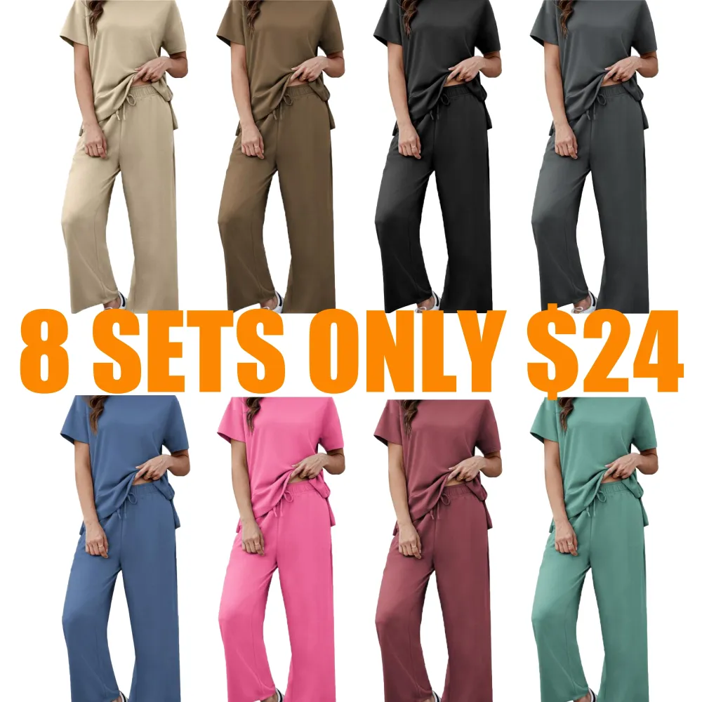 2 Piece Tracksuit For Womens Wear Soft Short Sleeve