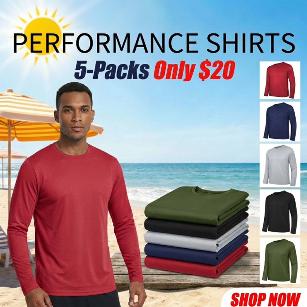 Men’s UPF Performance Long Sleeve Work T-Shirts (Moisture-Wicking & Quick-Dry)