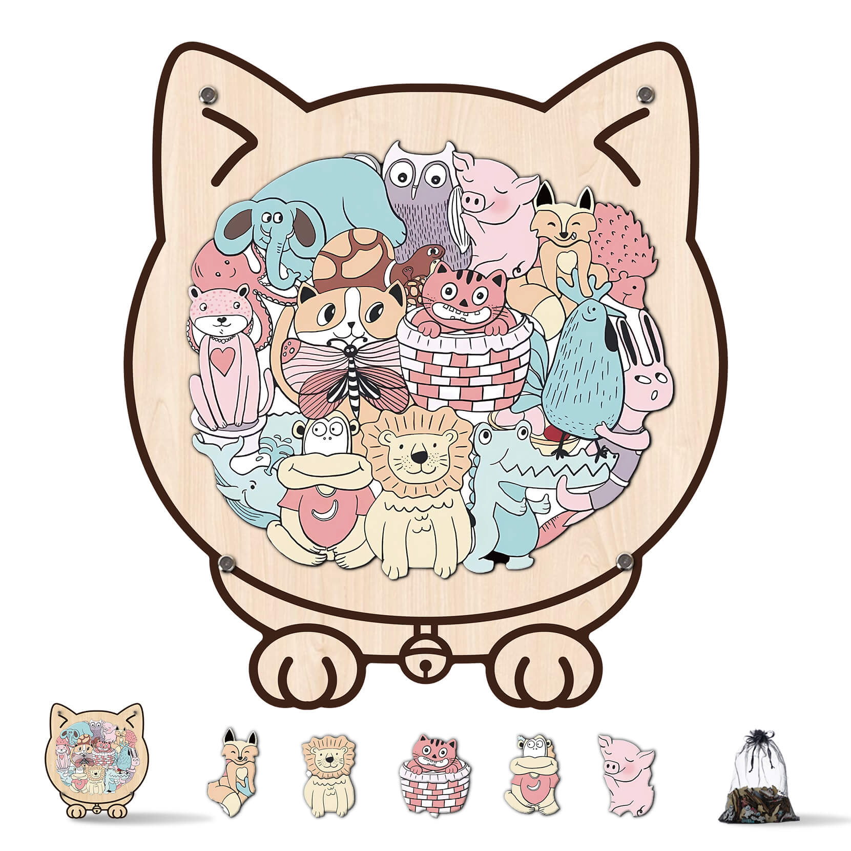 Cute Animal Shaped Wooden Puzzle for Baby