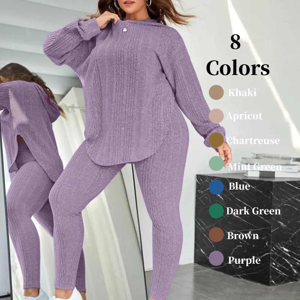 Women's Split-Hem Hoodie & Leggings Set – Cozy Lounge Wear