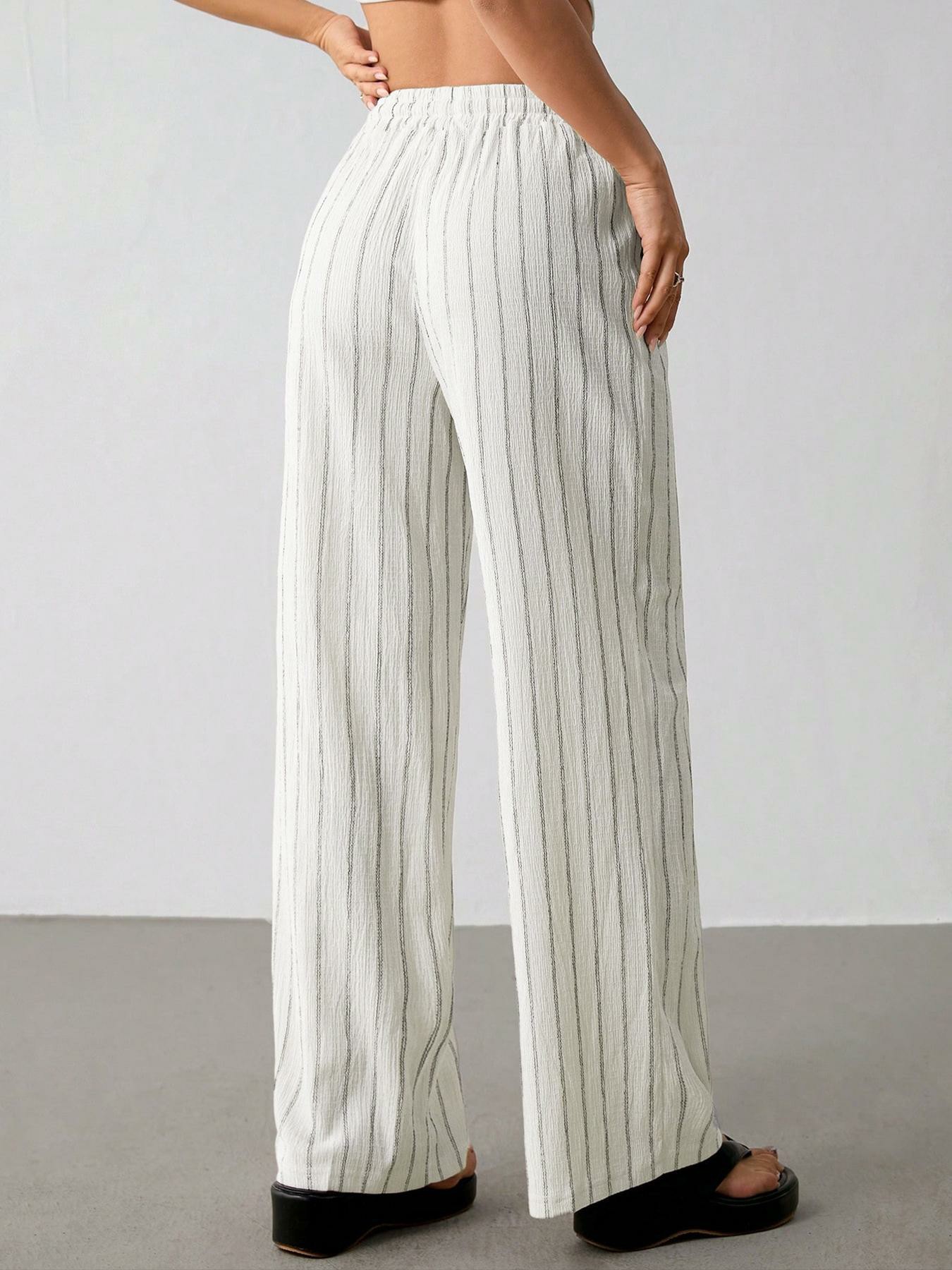 🔥Easter Sale!Women's Striped Waist-Tie Straight-Leg Loose Streetwear Pants