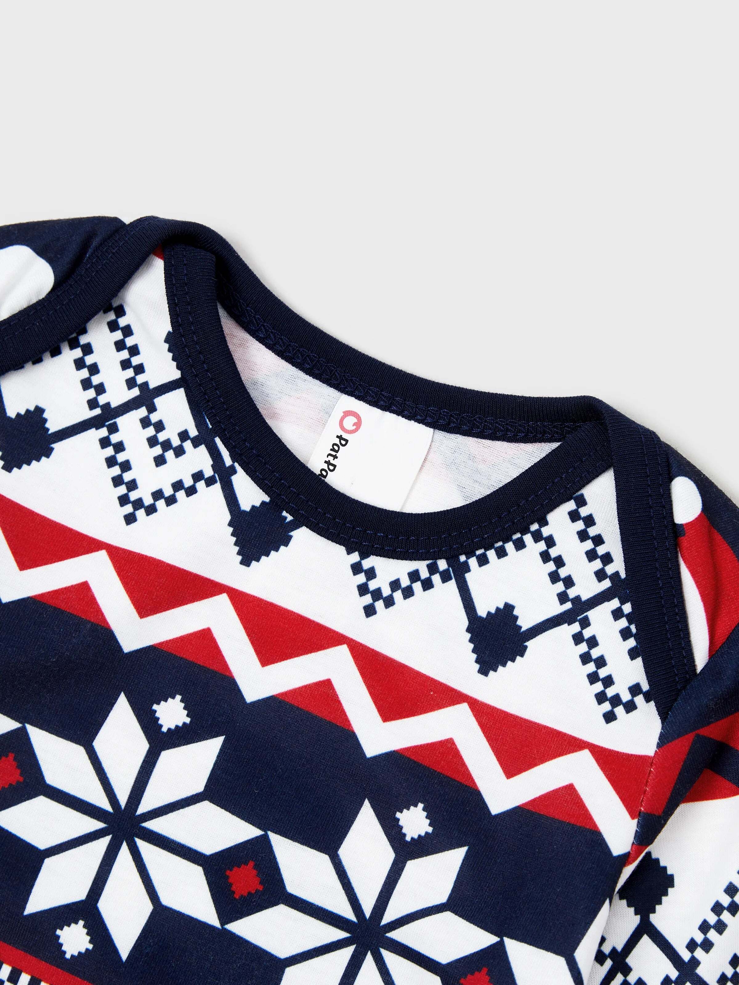 Christmas Matching Family Pajamas Set Glow In The Dark Santa Claus Print PJS with Christmas Socks Deep Blue