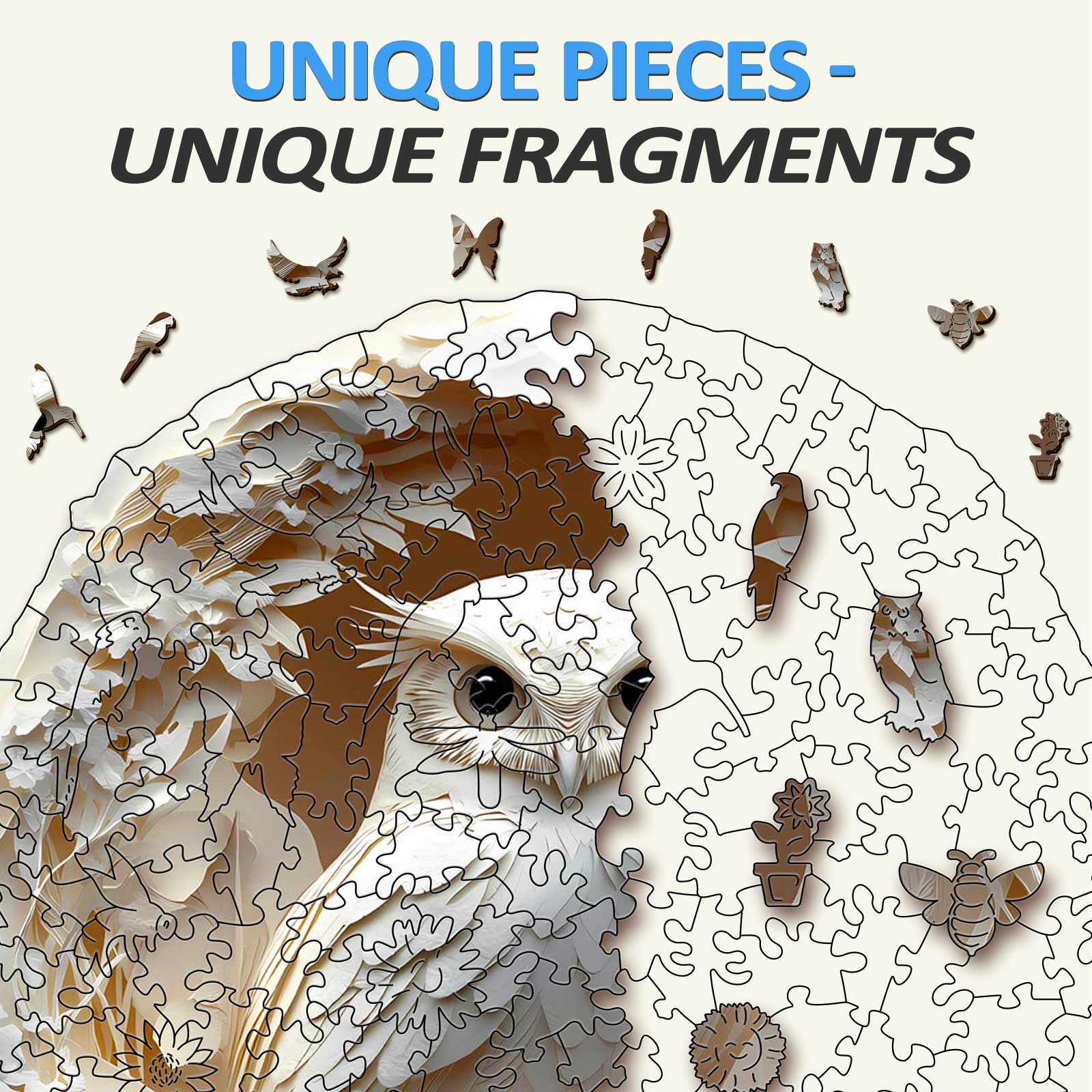 Paper Carved Owl Wooden Jigsaw Puzzle