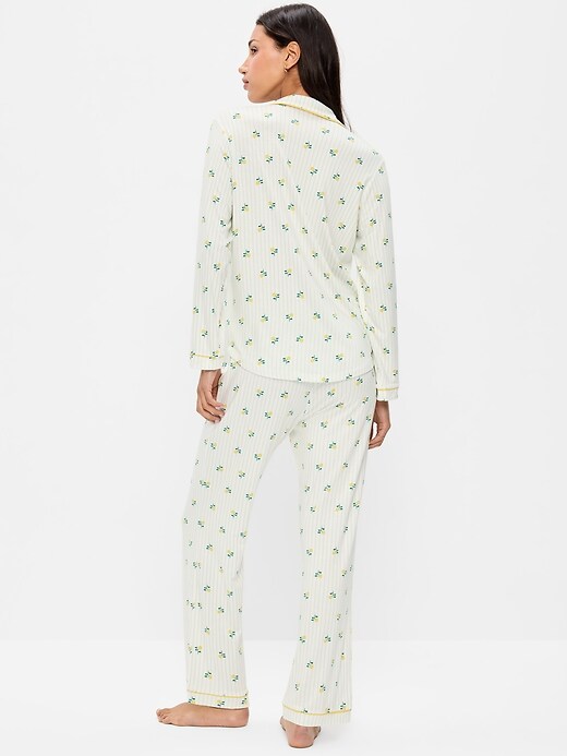 Sunday Sleep Knit Jersey Pant Set Yellow Floral