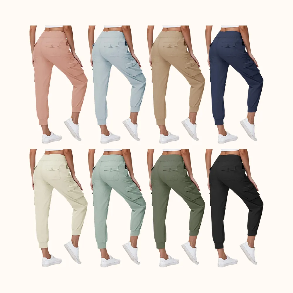 Womens Lightweight Capris Hiking Pants 6 Pockets Quick Dry Cargo Outdoor Trip Loose Shorts