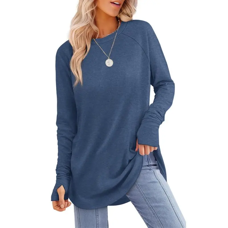 Womens Tunic Tops to Wear with Leggings Long Sleeve Thumb Hole Shirts