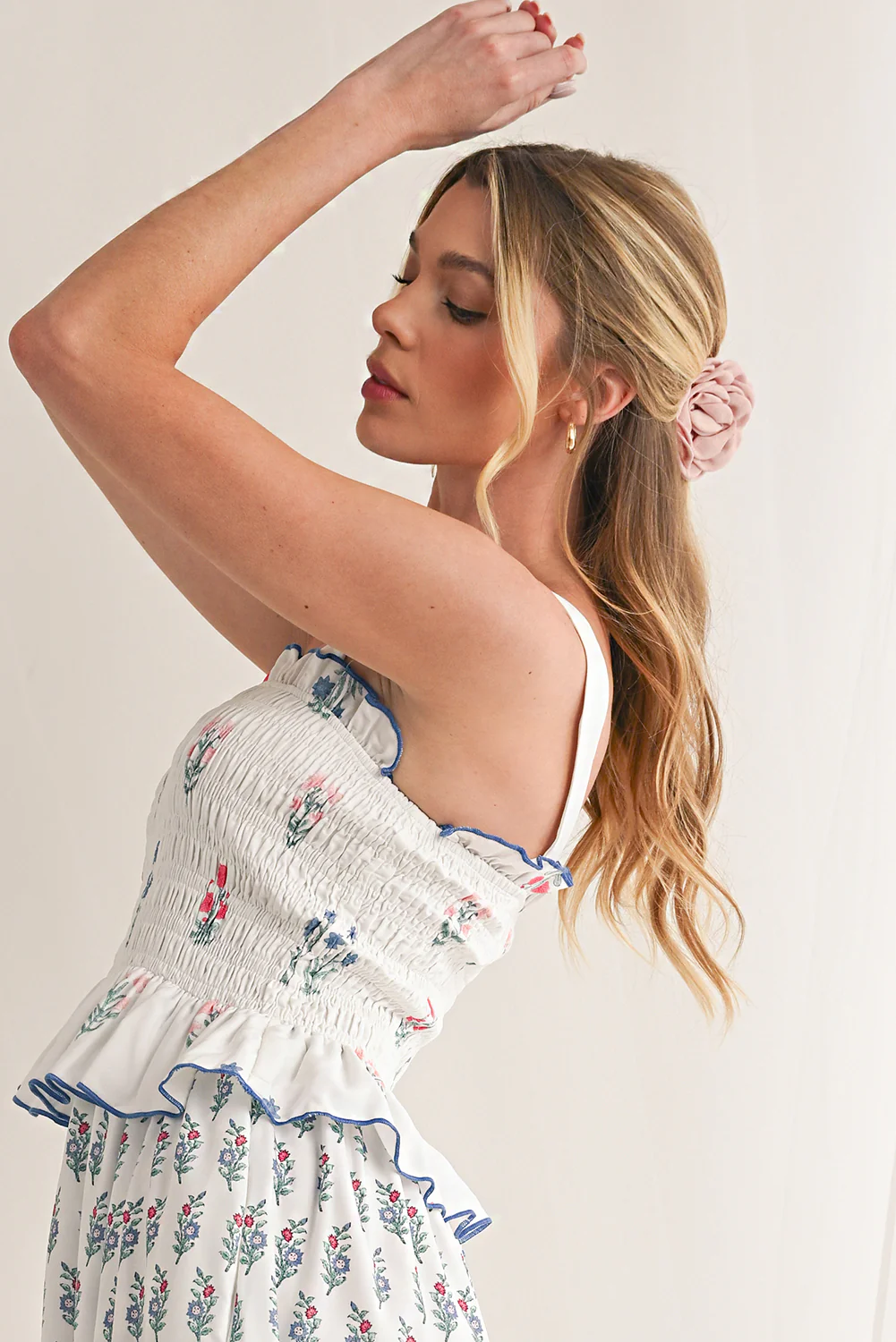 Gossamer Pink 3D Rose Flower Cloth Hair Clip