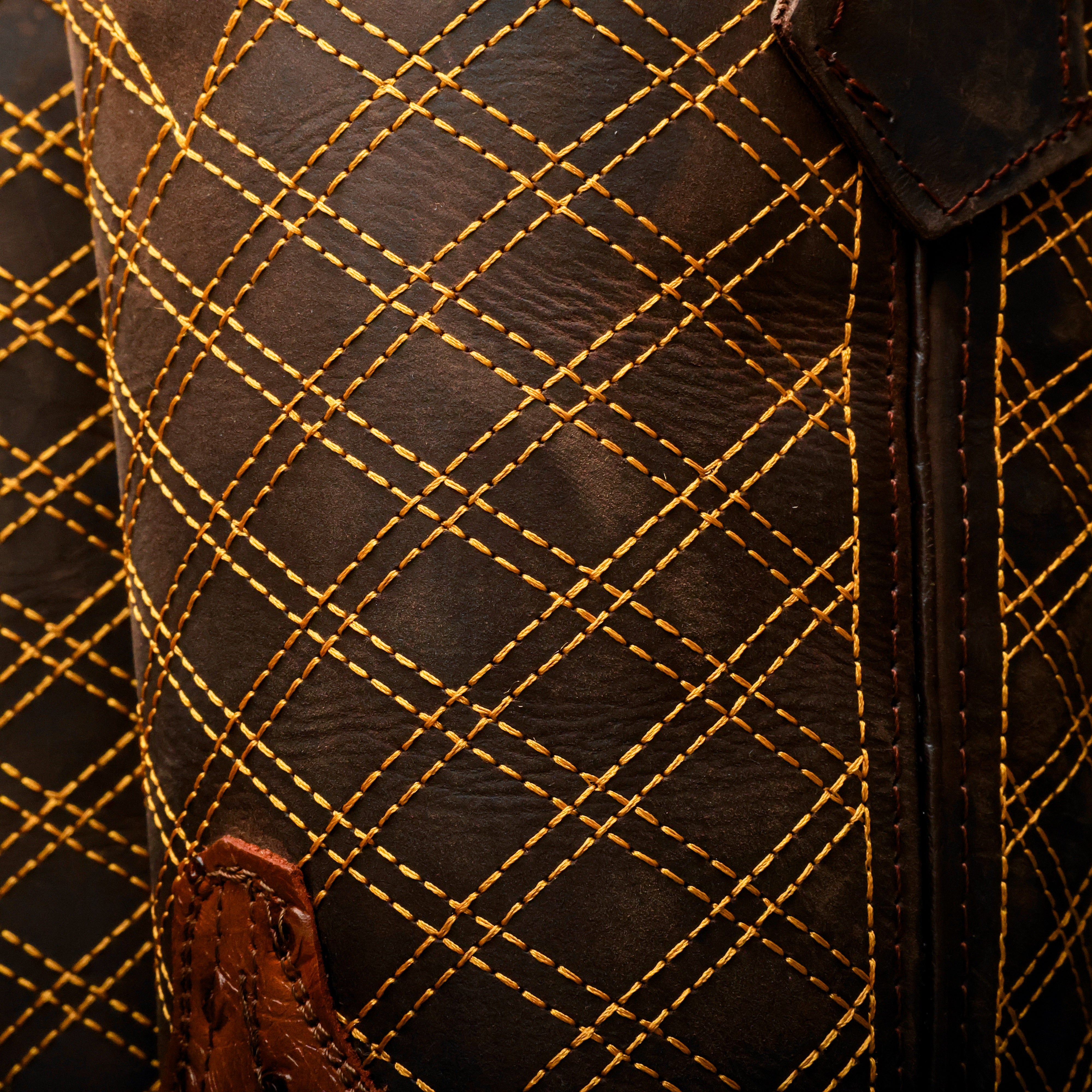 Cognac Ostrich Leather Boots With 3D Lightweight Sole - Composite Toe