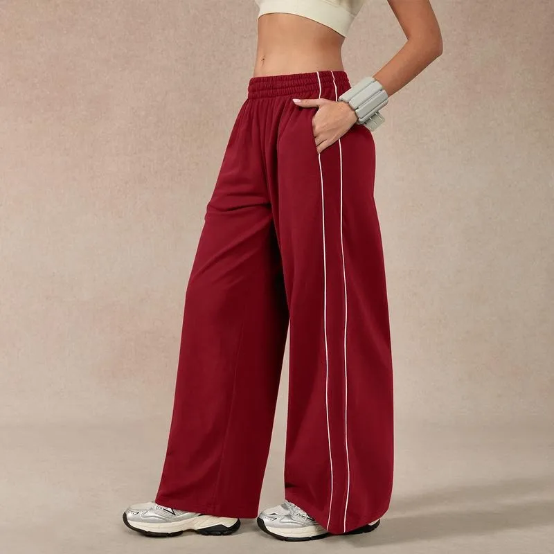 Women's Baggy Wide-Leg Pants – Pocket Design, Elastic Waist & Side