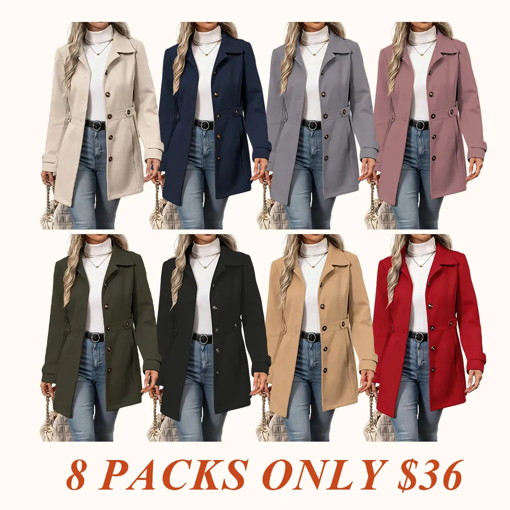 Women's Elegant Overcoat Notched Shawl Collar Single Breasted Outerwear Winter Long Coat