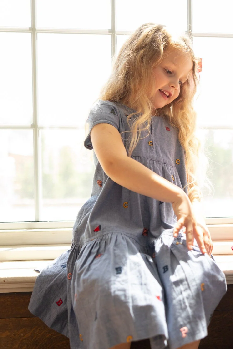 Girl's Adele Dress Varsity Embroidery