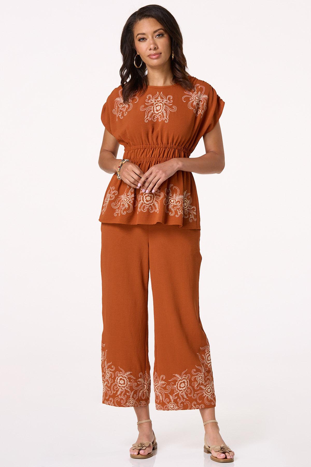 Embroidered Floral Airflow Cinch Top