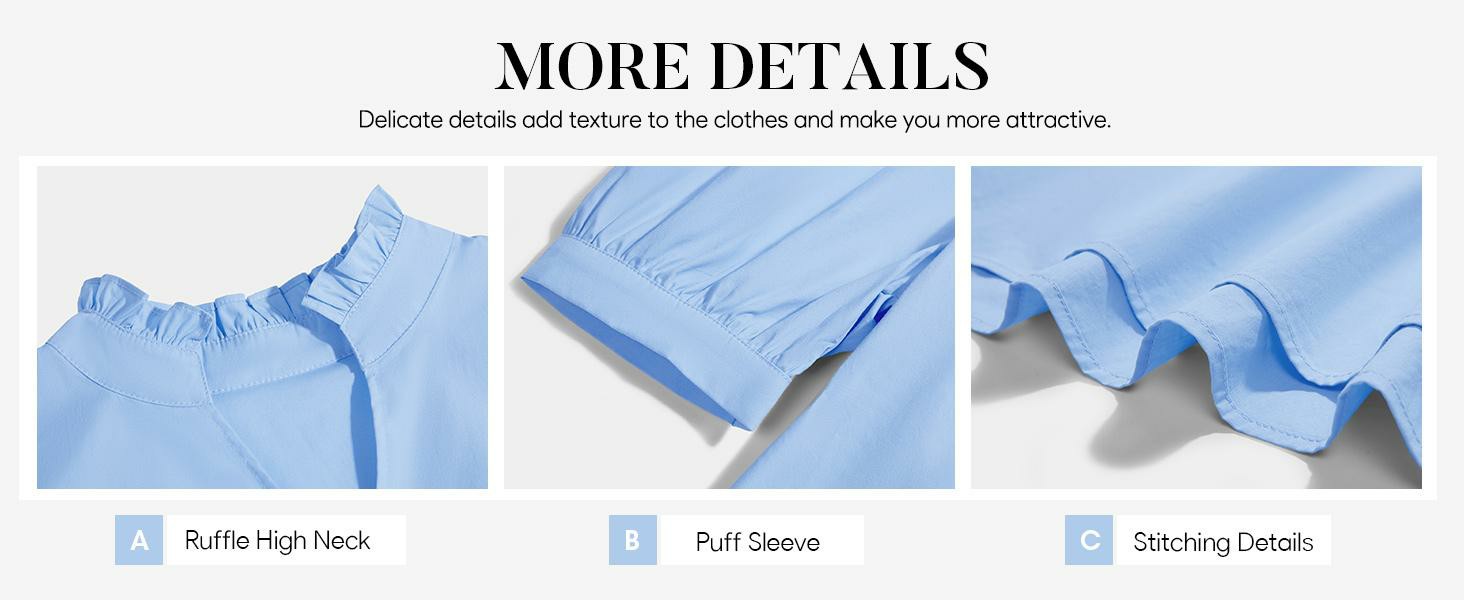 Women's V Neck Puff Sleeve Blouse – Babydoll Peplum Loose Fit Top