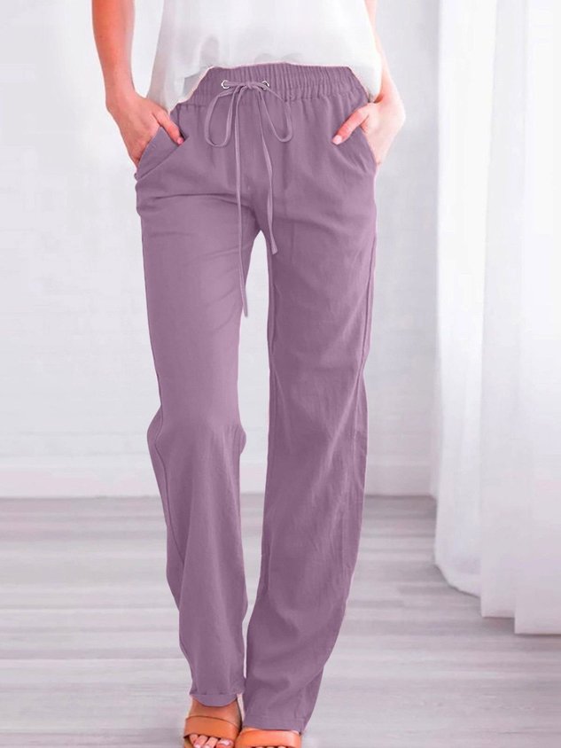 Cotton Regular Fit Casual Plain Pants