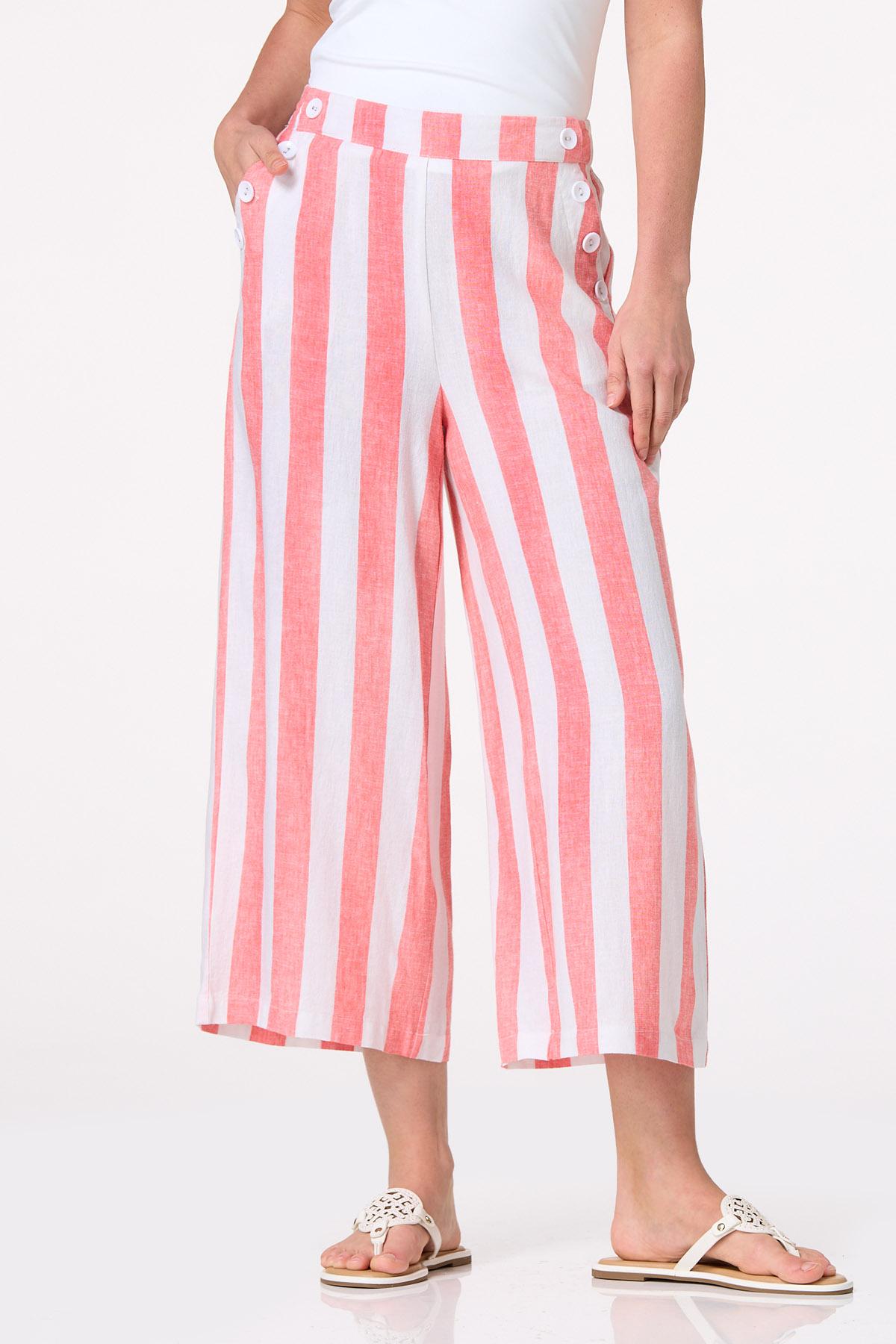 Cropped Stripe Linen Pants