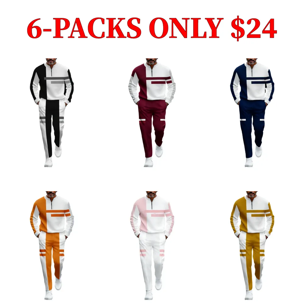 New men's color-block sports suit