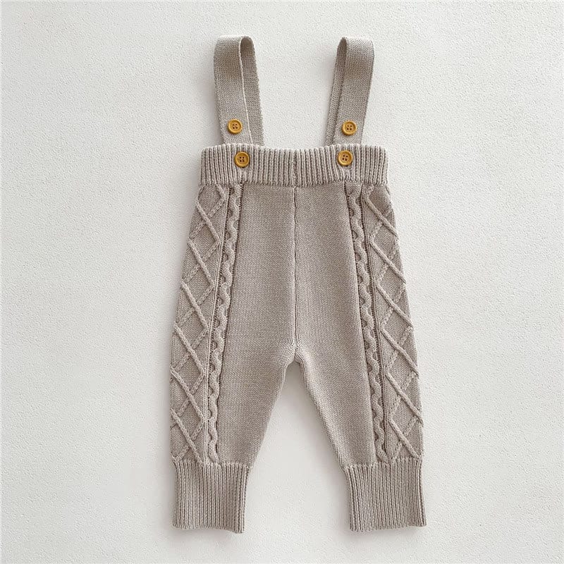 Baby Solid Color Knitted Sweater Overalls