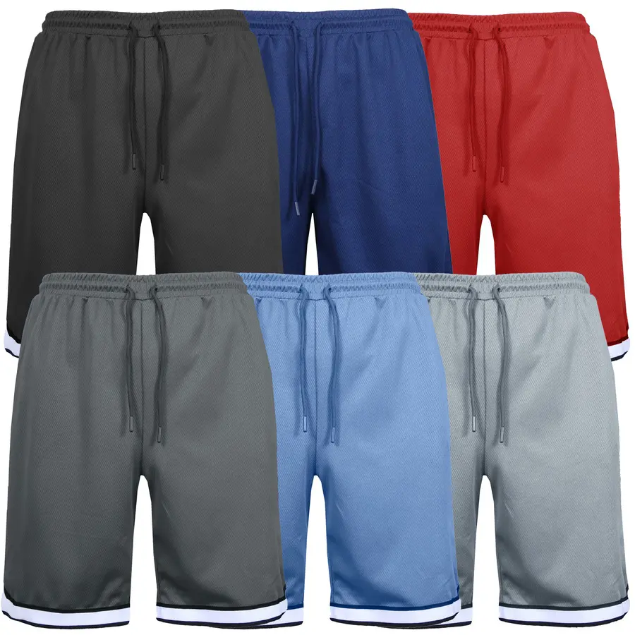 Men's 5-Pack Premium Active Moisture Wicking Workout Mesh Shorts With Trim Summer Outdoor Bottoms