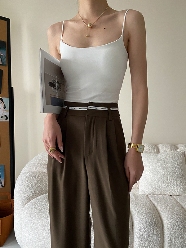 Adjustable Solid Color Skinny Spaghetti-Neck Vest Top