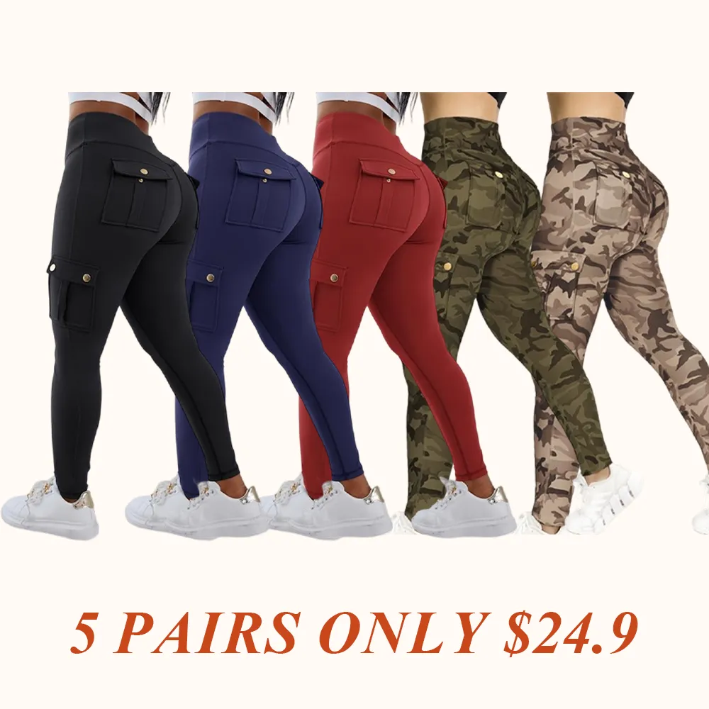 Womens Butt Lifting Leggings with Flap Pockets High
