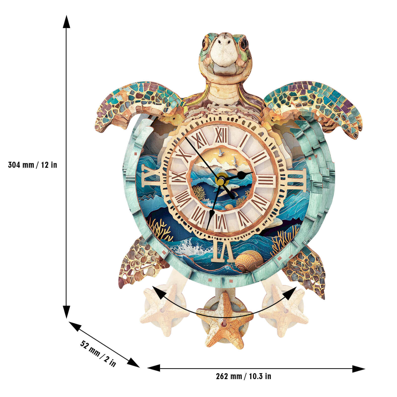 Sea turtles– DIY Wooden Clock, 3D Puzzle Craft Kit