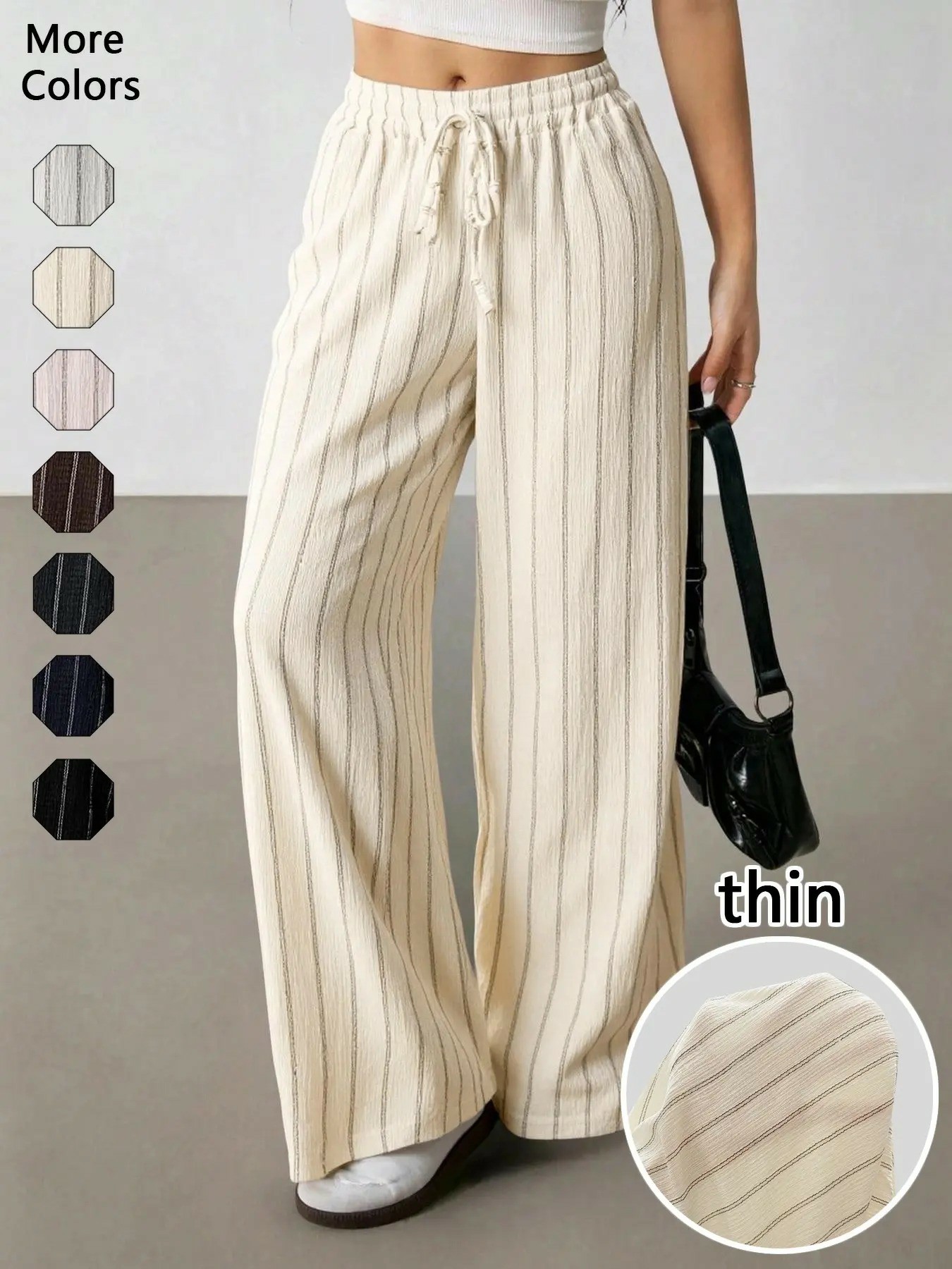 🔥Easter Sale!Women's Striped Waist-Tie Straight-Leg Loose Streetwear Pants