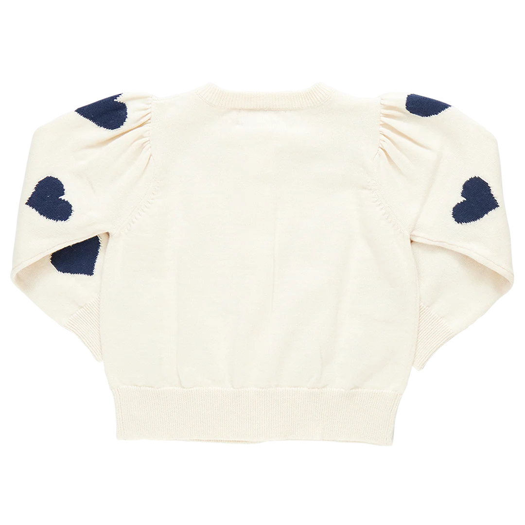 Girl's Constance Sweater Navy Tossed Hearts