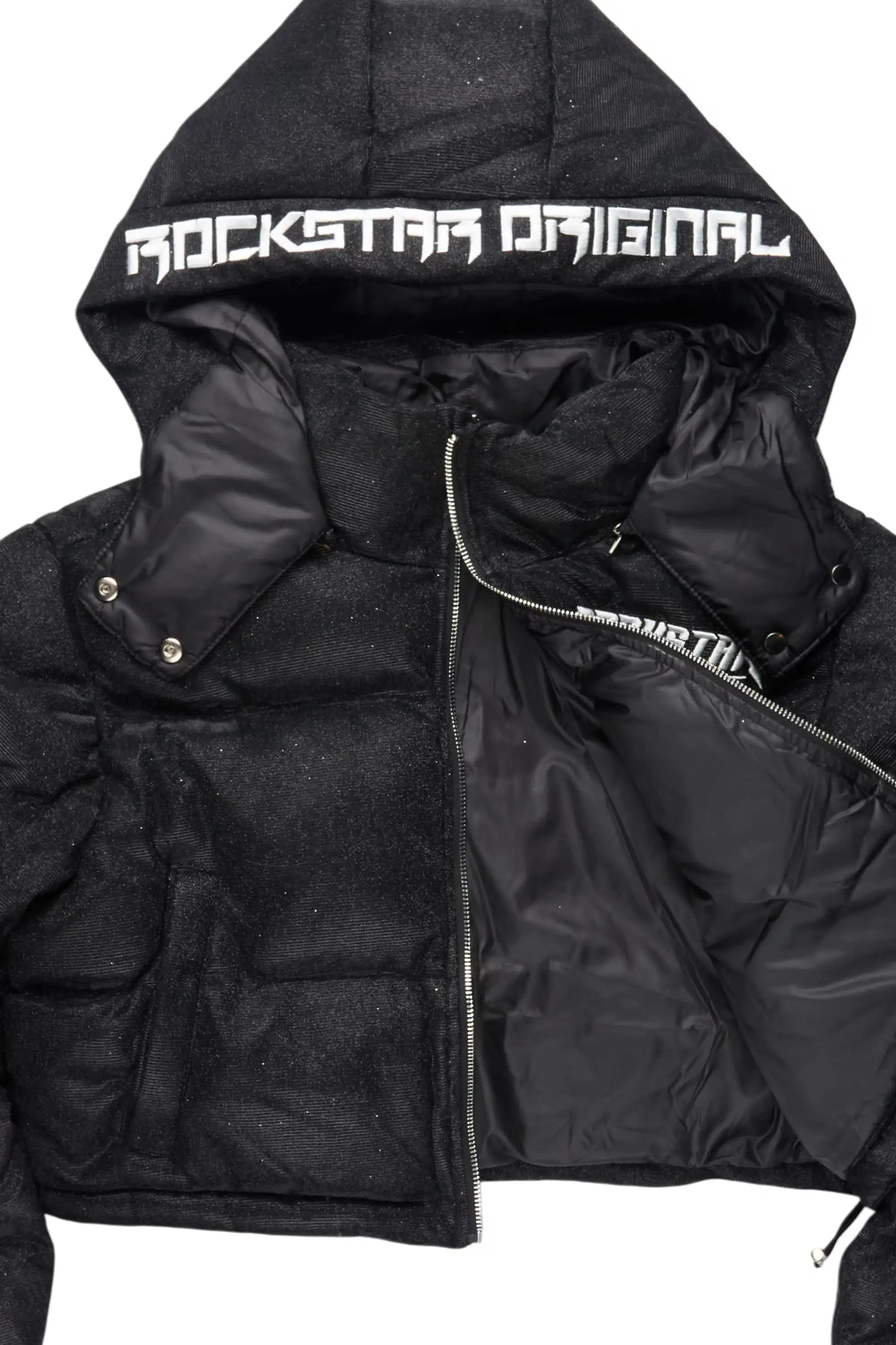 Meranda Black Glitter Puffer Jacket