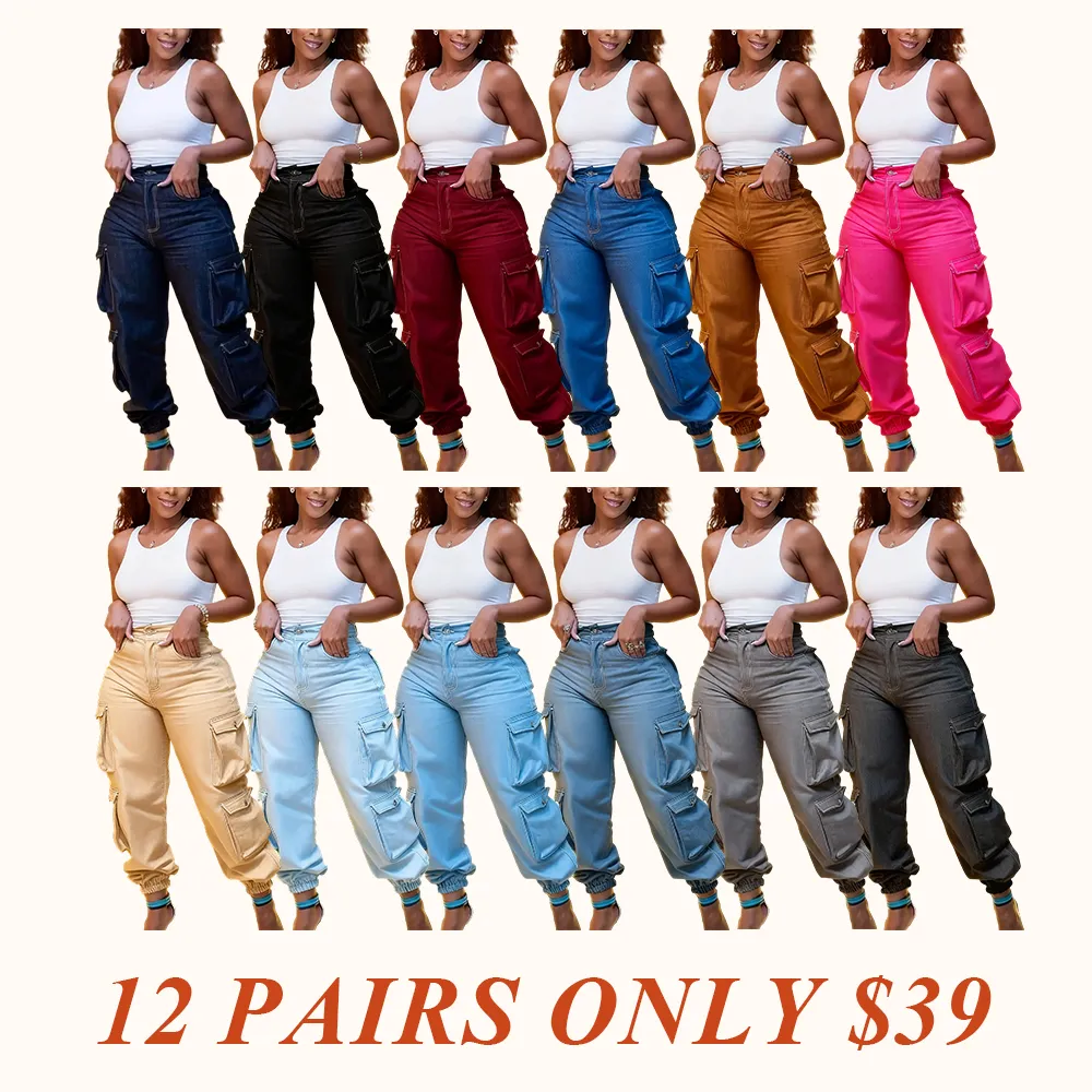 Women's stretch jeans high waisted work pants