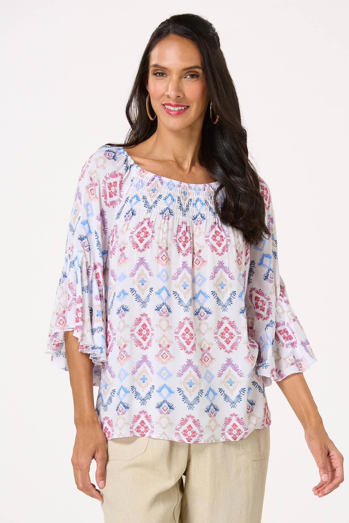 Smocked Aztec Poet Top