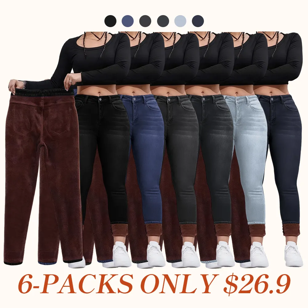 Women's Fall Winter Fleece Lined Denim Jeans