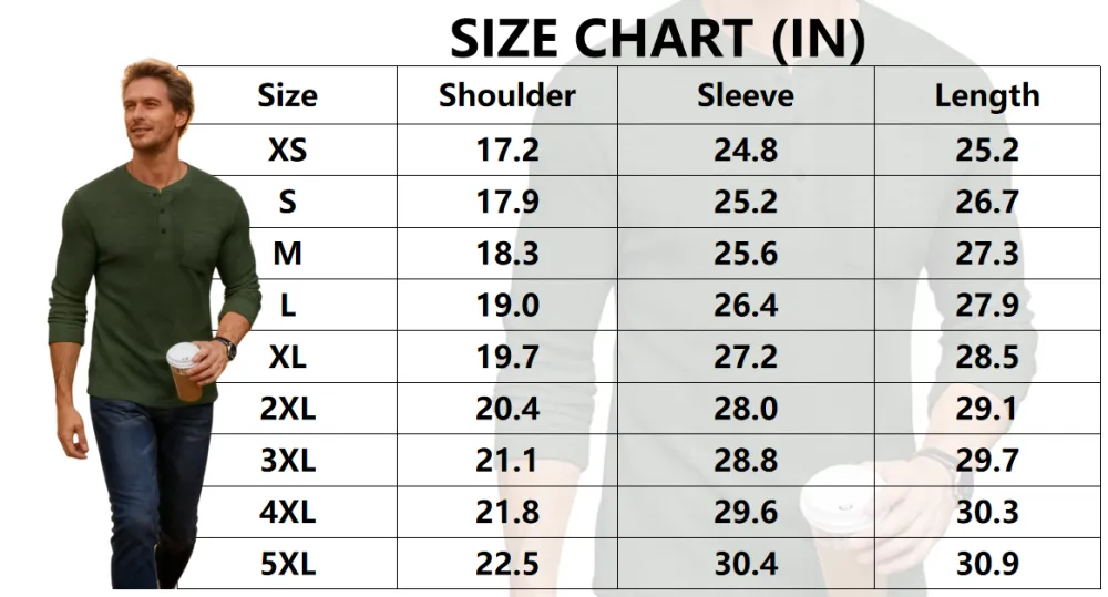 Men's Waffle Henley Long Sleeve Pocket Tee