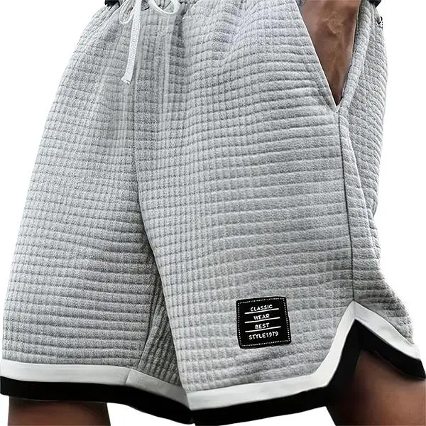 Plus Size Men's Waffle Knit Shorts - Elastic Drawstring Waist Casual Summer Shorts