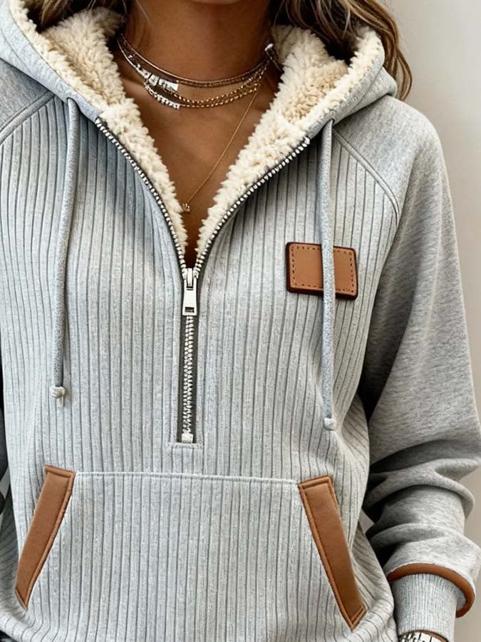 Women'S Casual Color Block Printed Hooded Sweatshirt
