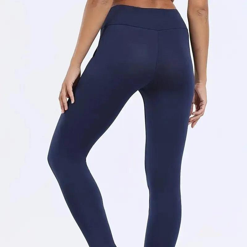 Women's solid casual plush leggings