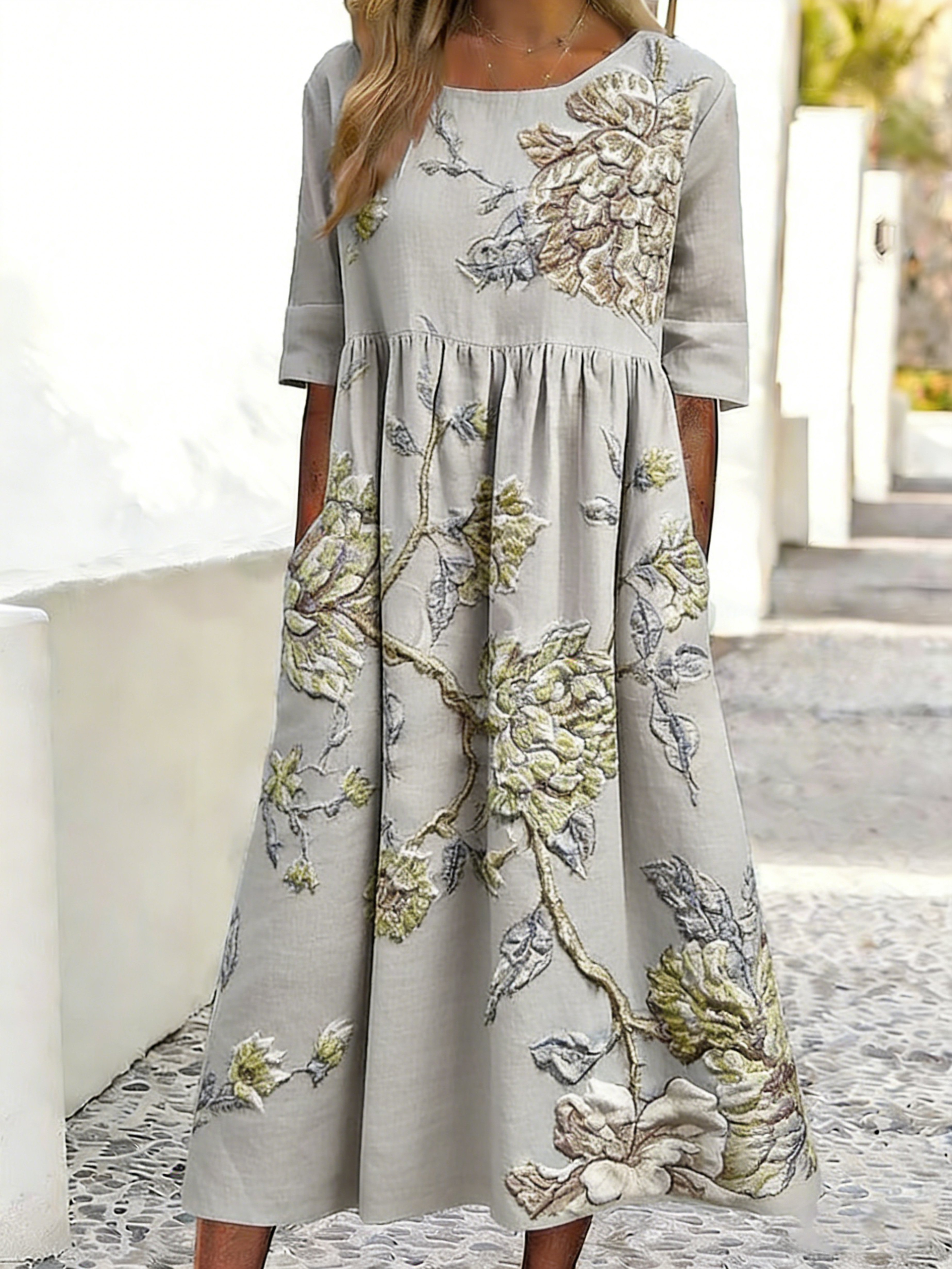 Women's vintage floral print elegant dress- Fast Shipping