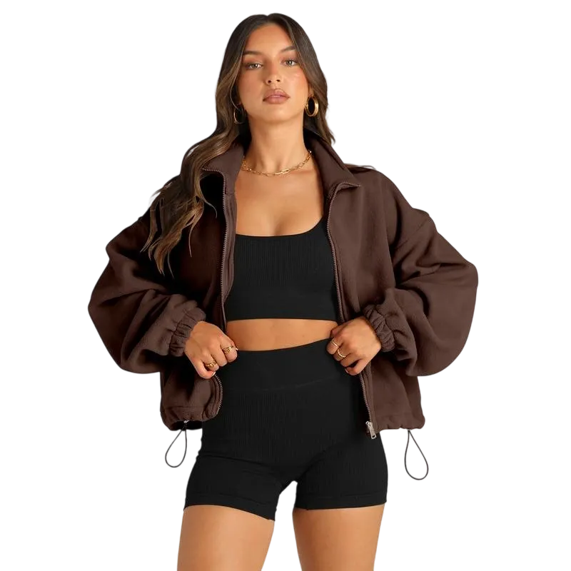 Women's Stand Collar Jacket Long Sleeve Sweatshirt Women's Fall Jacket