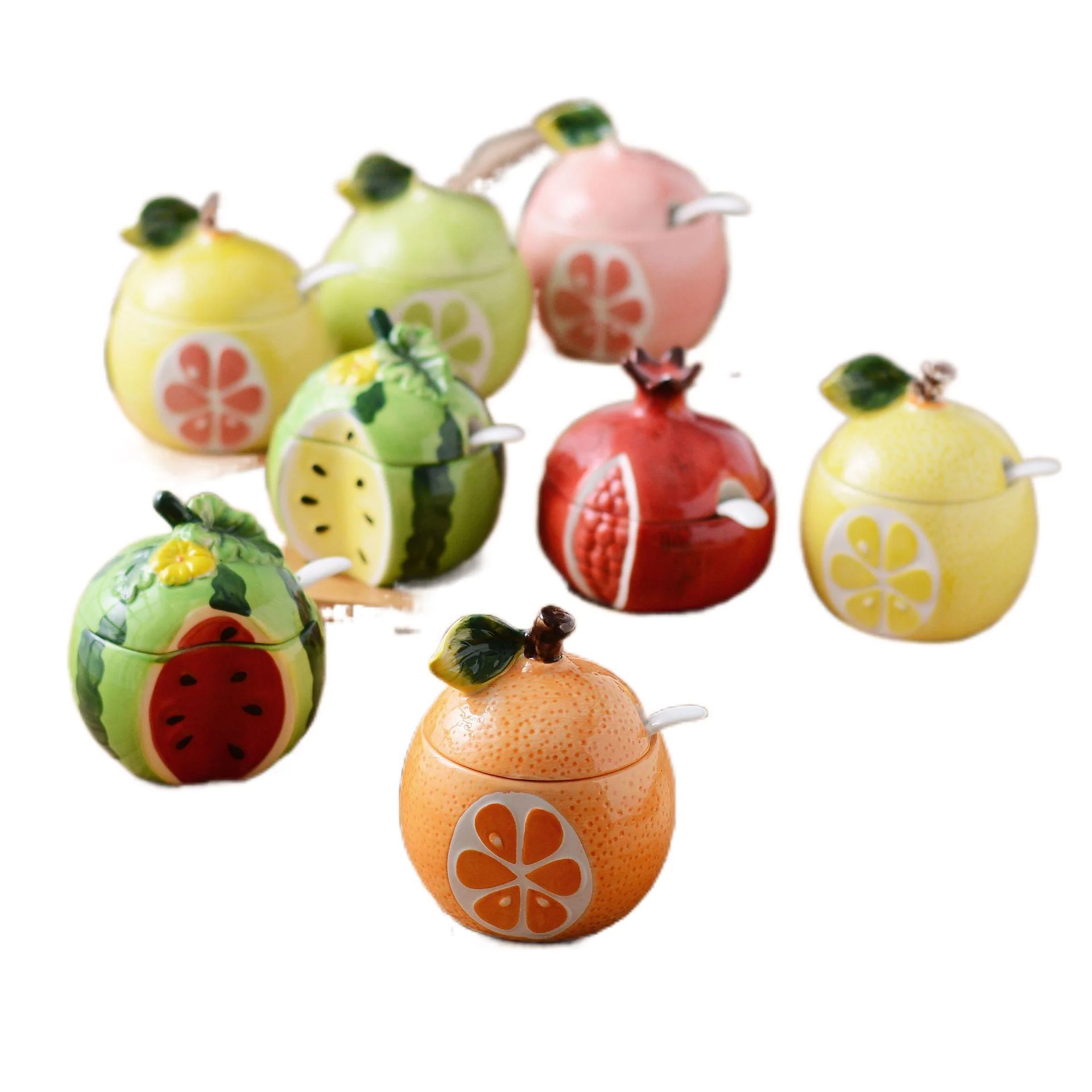 Service Ware: Ceramic Painted Fruits Serving Jars