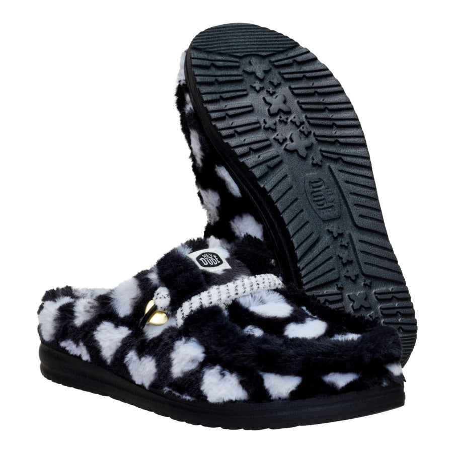 Wendy Slipper Hearts - Black/White