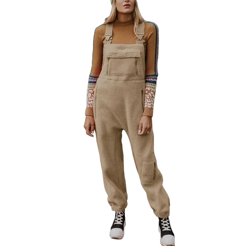 Women's Fleece Warm Overalls Winter Loose