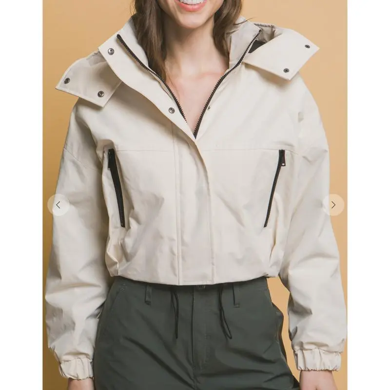 Women's Cropped Hooded Cargo Jacket