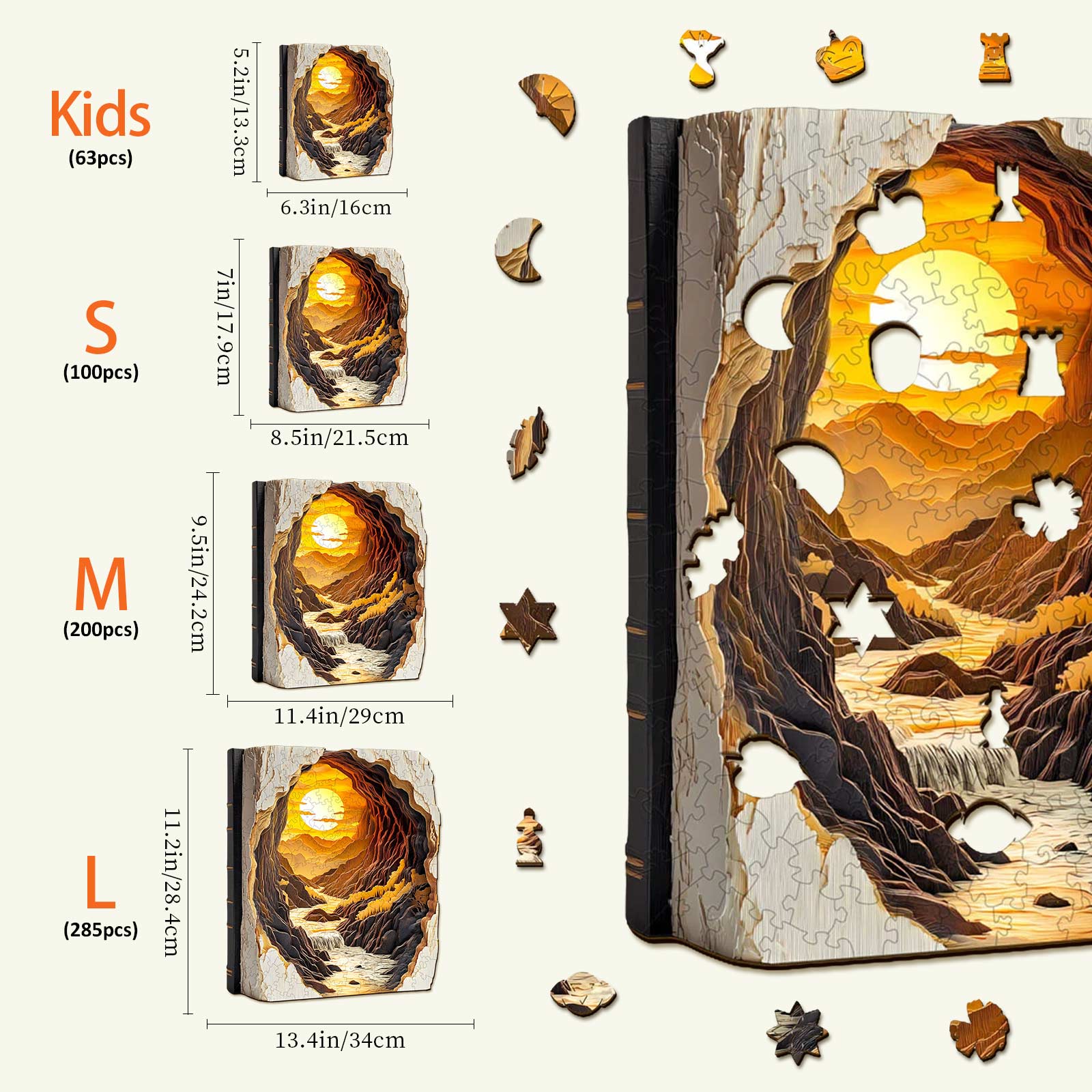 Sunset in a Book Wooden Jigsaw Puzzle