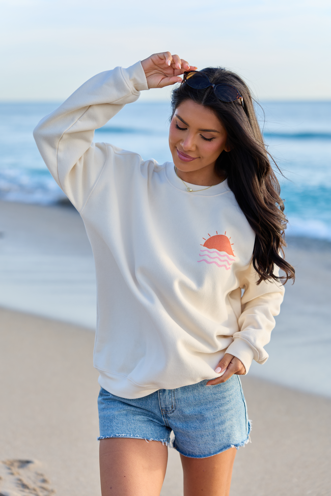 Seas The Day Cream Graphic Sweatshirt