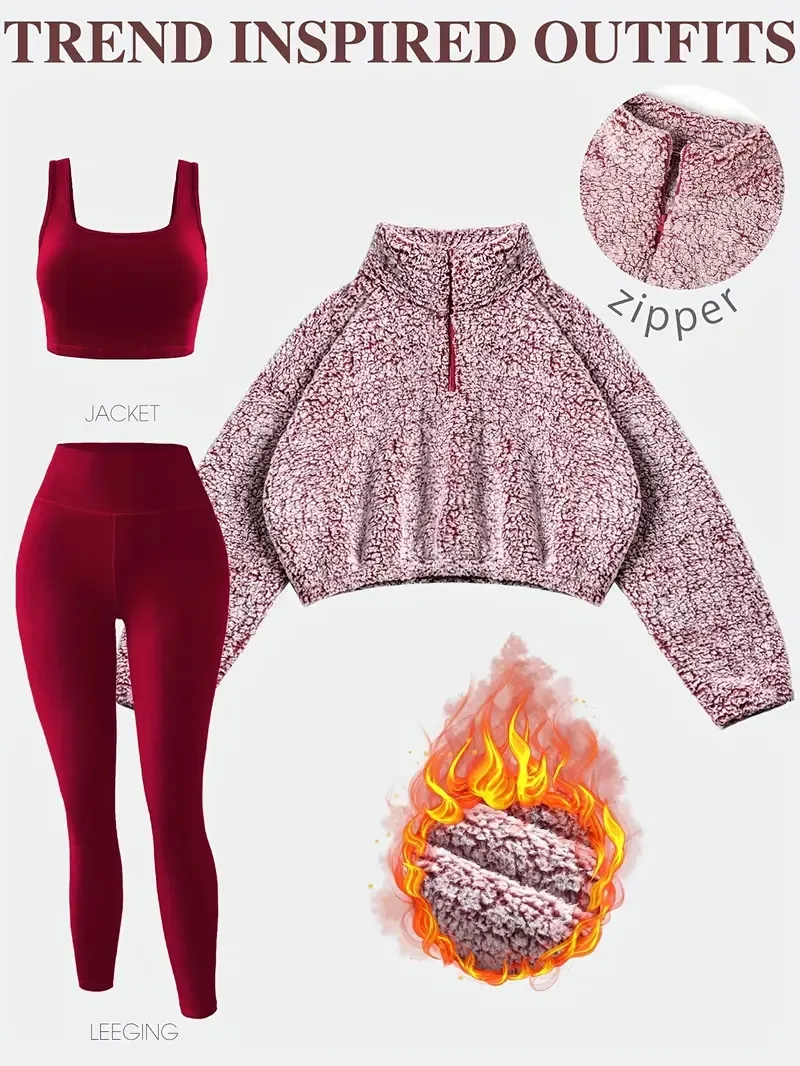 Women's Fleece Lined Sweatshirt Set