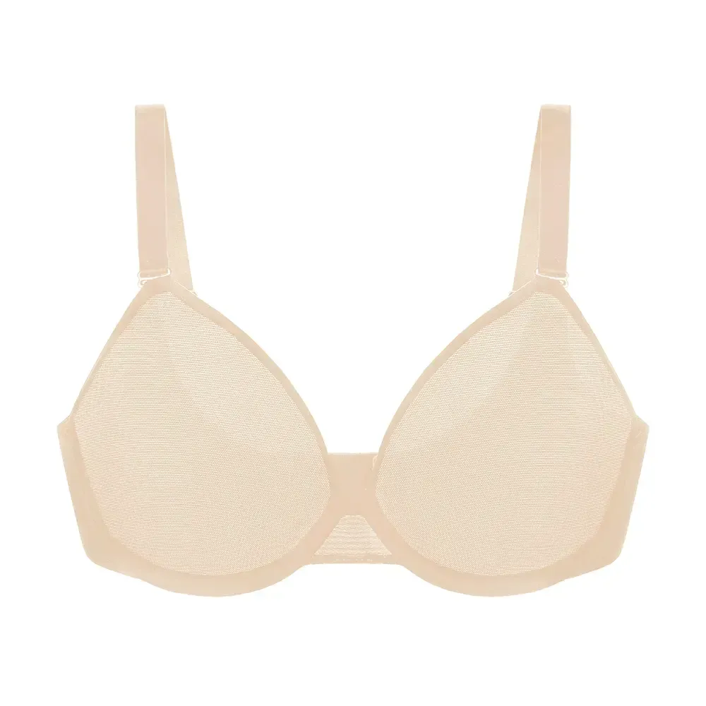 Bra Summer Breathable Unlined Soft Sheer Mesh Underwire Support Transparent Lightweight Non Padded Minimizer Bra