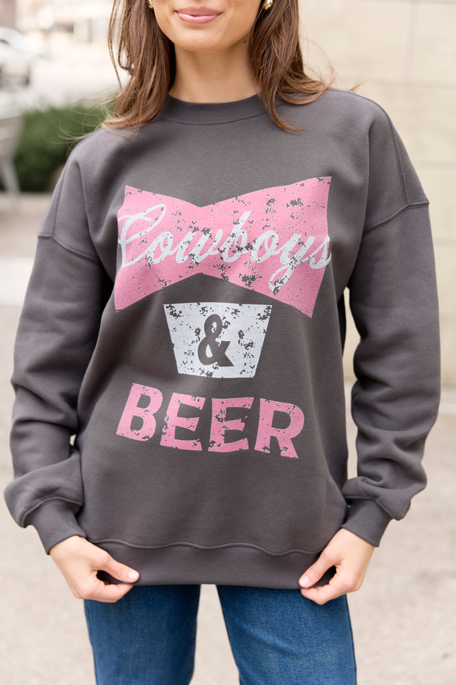 Cowboys & Beer Dark Grey Graphic Sweatshirt