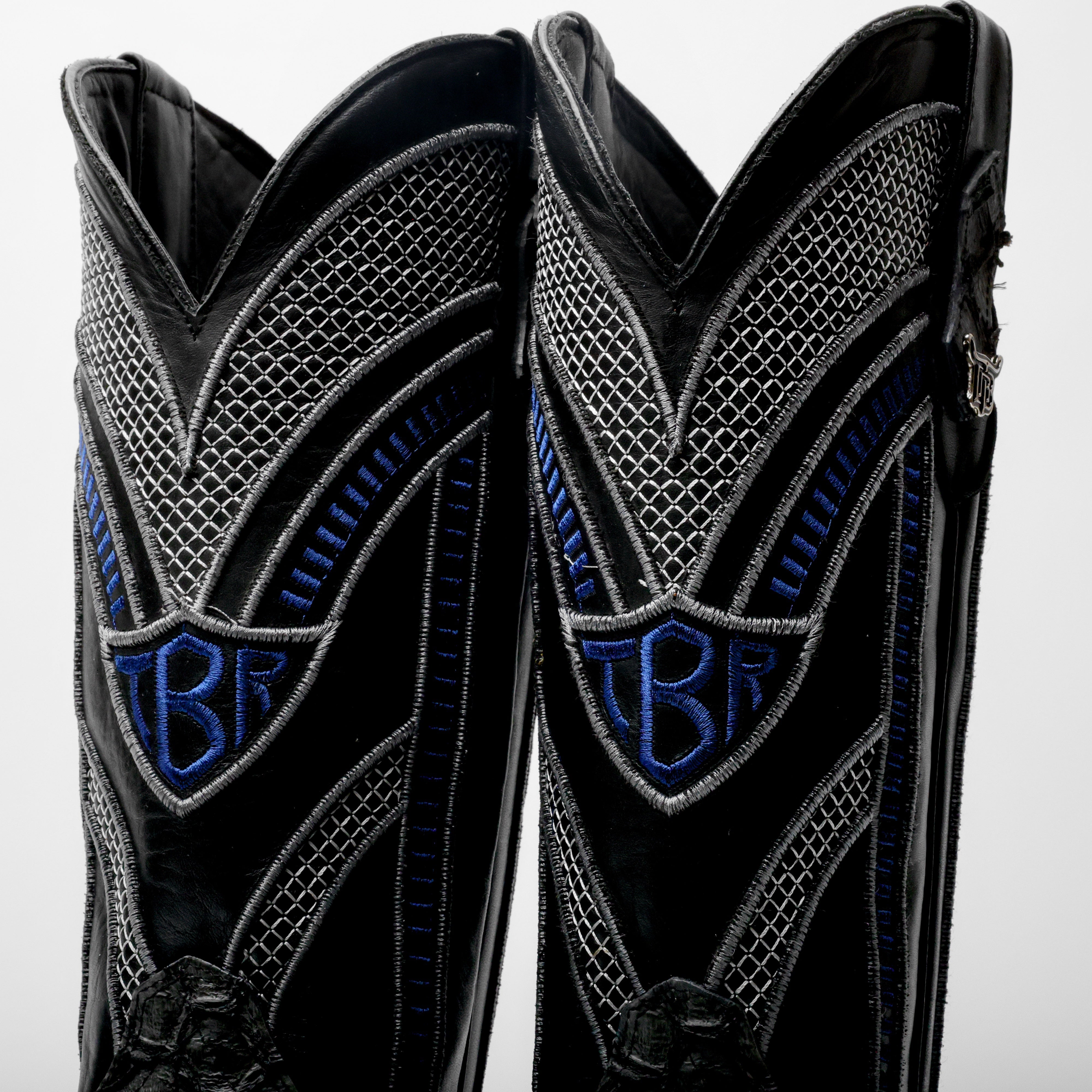 Grey Mini Pirarucu Leather Boots - Square Toe