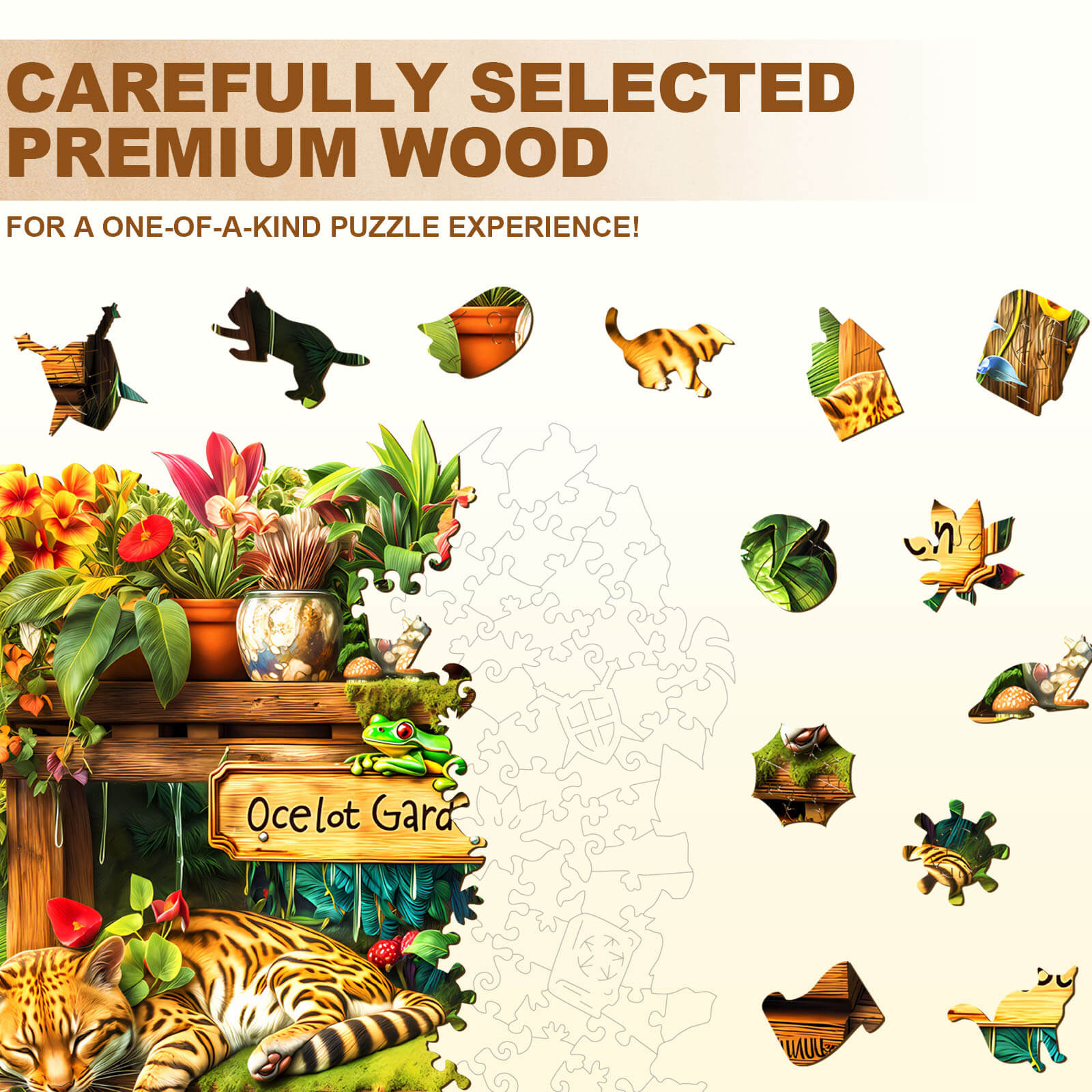 Ocelot Garden Wooden Jigsaw Puzzle