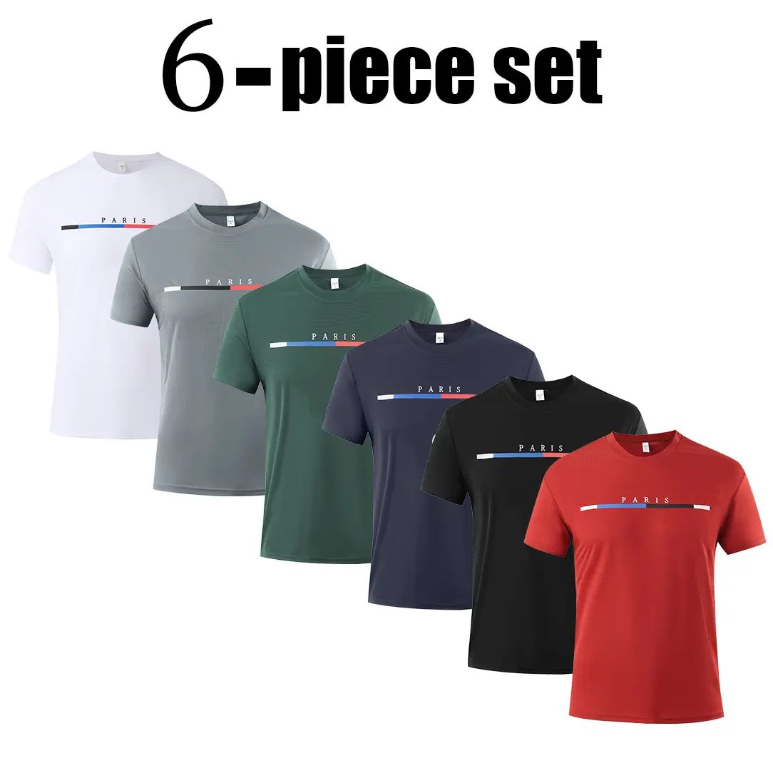 Men's 6-Pack Graphic Tees Short Sleeves Moisture Wicking Quick-Dry Athletic Cut Soft Tops for Summer Training & Running Value Set